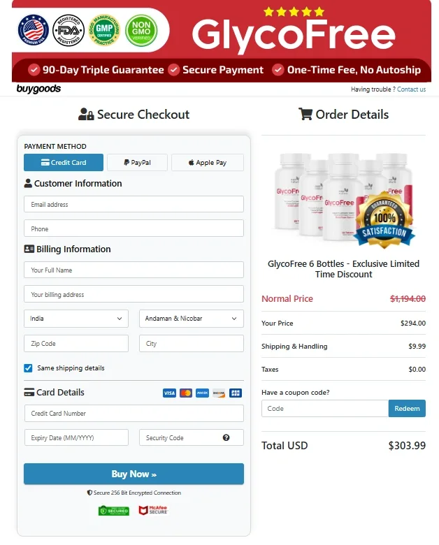 GlycoFree GlycoFree Order Page